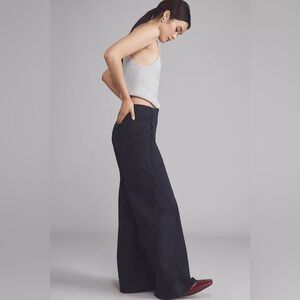 NWT Size 26 - Anthropologie Cotton Scallop Wide-Leg Pants Black (NWT US$148)